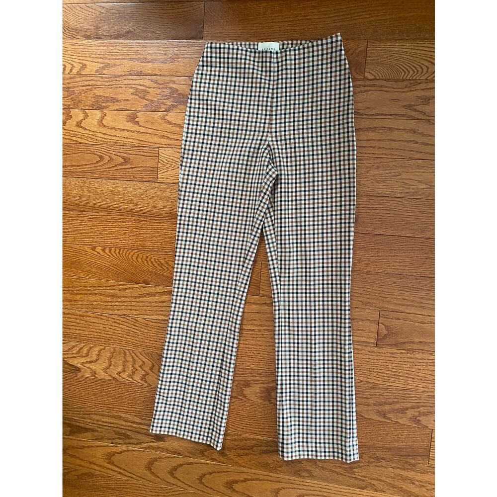 Sezane Cropped Checked Ankle Pants in Tan and Brown - Picture 4 of 14